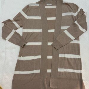 Staccato Taupe and White Striped Cardigan